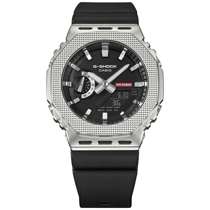 G-SHOCK メタルカバード チェッカリングパターン GM-2100M-1AJF メンズ 電池式 アナデジ オクタゴン 樹脂バンド 反転液晶