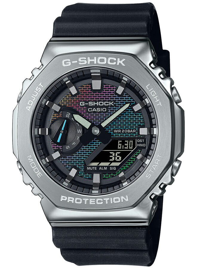 G-SHOCK レインボー ブリック ウォール メタルカバード GM-2100RW-1AJF メンズ 腕時計 電池式 アナデジ オクタゴン 樹脂バンド 反転液晶 国内正規品 カシオ