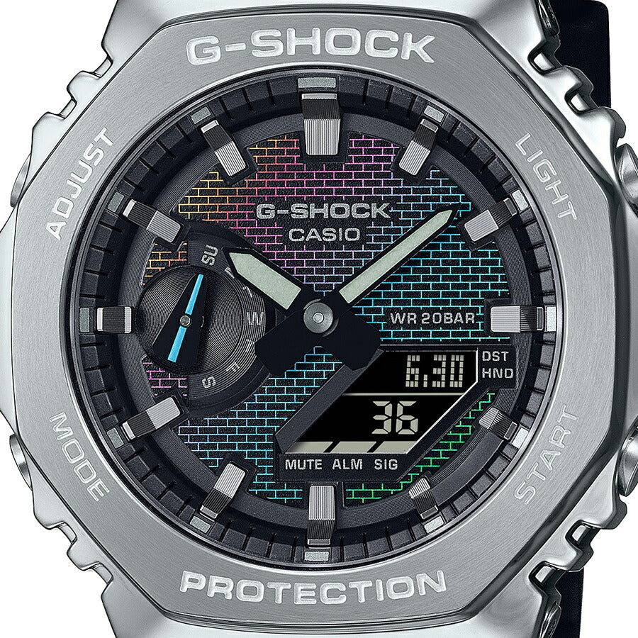 G-SHOCK レインボー ブリック ウォール メタルカバード GM-2100RW-1AJF メンズ 腕時計 電池式 アナデジ オクタゴン 樹脂バンド 反転液晶 国内正規品 カシオ