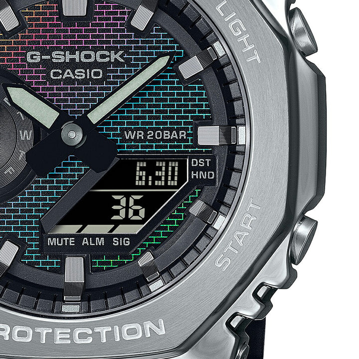 G-SHOCK レインボー ブリック ウォール メタルカバード GM-2100RW-1AJF メンズ 腕時計 電池式 アナデジ オクタゴン 樹脂バンド 反転液晶 国内正規品 カシオ