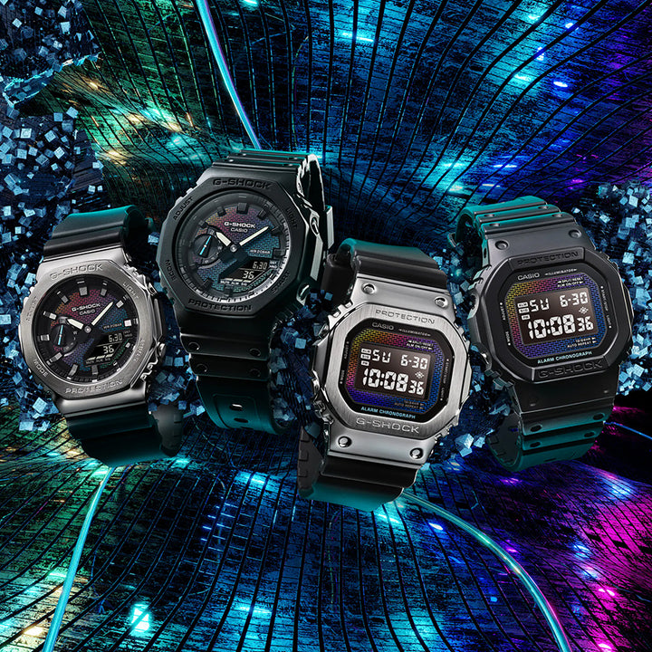 G-SHOCK レインボー ブリック ウォール メタルカバード GM-2100RW-1AJF メンズ 腕時計 電池式 アナデジ オクタゴン 樹脂バンド 反転液晶 国内正規品 カシオ