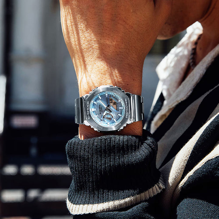 G-SHOCK メタルカバード GM-2110D-2AJF メンズ 腕時計 電池式 アナデジ オクタゴン メタルバンド スカイブルー 国内正規品 カシオ