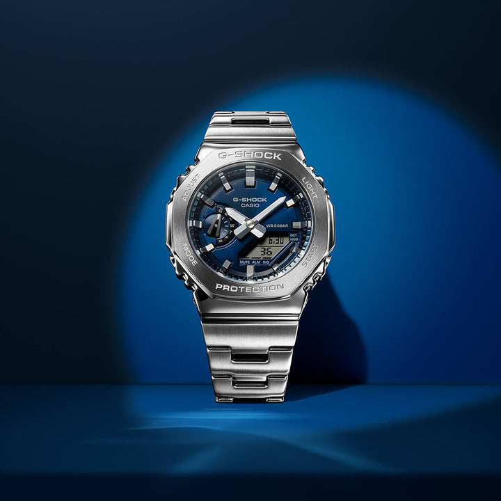 G-SHOCK メタルカバード GM-2110D-2BJF メンズ 腕時計 電池式 アナデジ オクタゴン メタルバンド ネイビー 国内正規品 カシオ