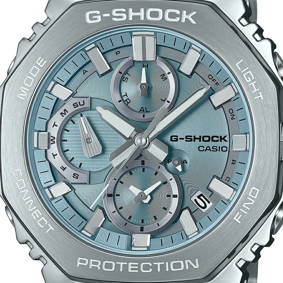 G-SHOCK フルメタル デュアルタイム クロノグラフ GMC-B2100AD-2AJF メンズ 腕時計 ソーラー Bluetooth アナログ オクタゴン メタルバンド ブルー 国内正規品 カシオ 日本製