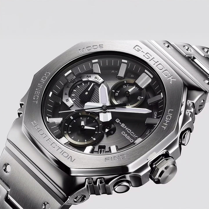 G-SHOCK フルメタル デュアルタイム クロノグラフ GMC-B2100D-1AJF メンズ 腕時計 ソーラー Bluetooth アナログ オクタゴン メタルバンド ブラック 国内正規品 カシオ 日本製