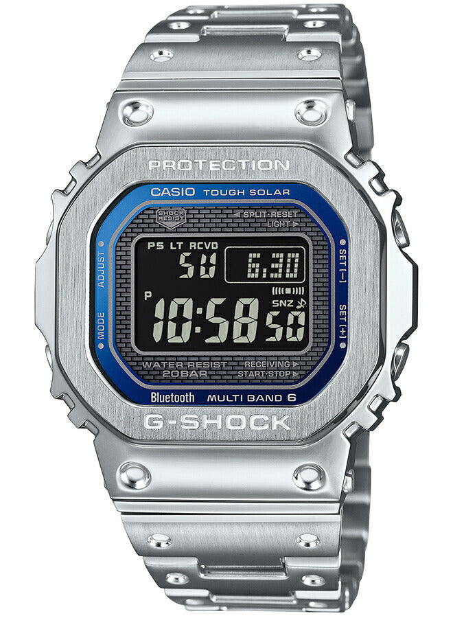 G-SHOCK フルメタル ブルーアクセント GMW-B5000D-2JF メンズ 電波ソーラー Bluetooth シルバー 反転液晶 日 –  THE CLOCK HOUSE公式オンラインストア