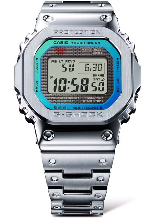 G-SHOCK FULL METAL フルメタル レインボーカラー アクセント GMW-B5000PC-1JF メンズ 腕時計 電波ソーラー  Bluetooth シルバー 日本製