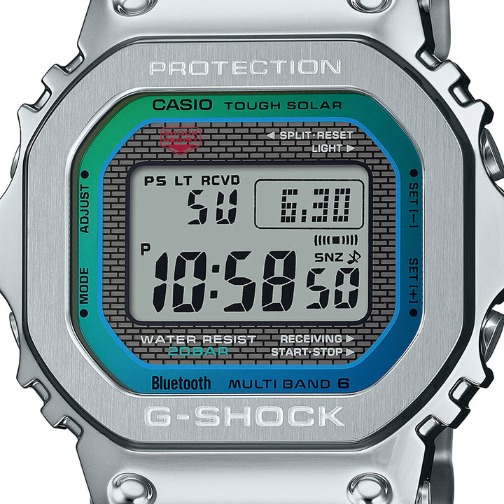 G-SHOCK フルメタル レインボーカラー アクセント GMW-B5000PC-1JF メンズ 腕時計 電波ソーラー Bluetooth シルバー 国内正規品 カシオ