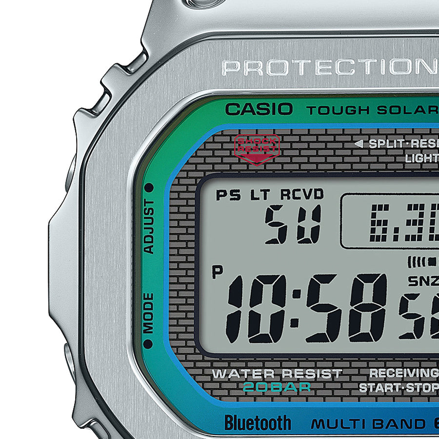 G-SHOCK フルメタル レインボーカラー アクセント GMW-B5000PC-1JF メンズ 腕時計 電波ソーラー Bluetooth シルバー 国内正規品 カシオ
