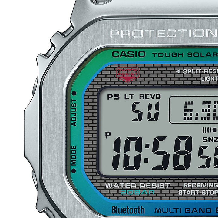 G-SHOCK フルメタル レインボーカラー アクセント GMW-B5000PC-1JF メンズ 腕時計 電波ソーラー Bluetooth シルバー 国内正規品 カシオ