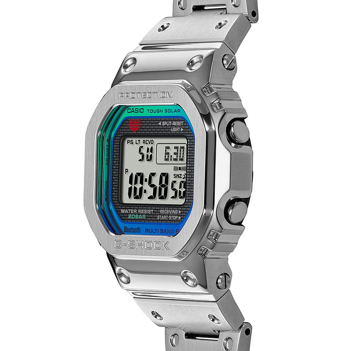 G-SHOCK フルメタル レインボーカラー アクセント GMW-B5000PC-1JF メンズ 腕時計 電波ソーラー Bluetooth シルバー 国内正規品 カシオ