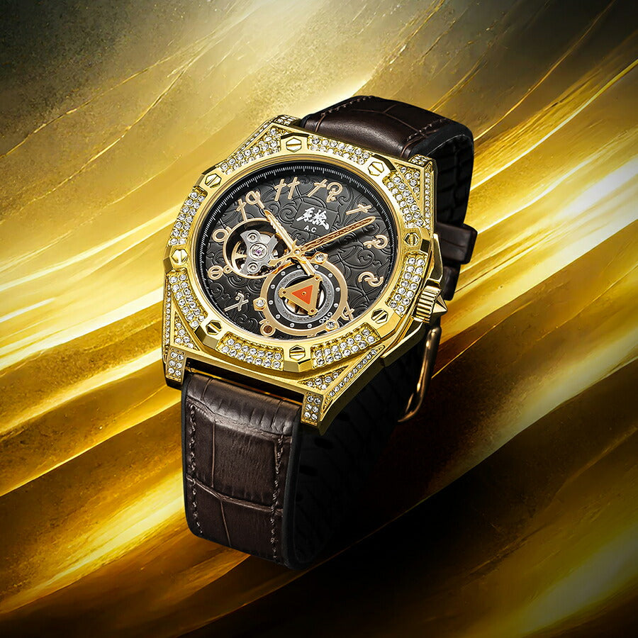 エンジェルクローバー 牙狼〈GARO〉20周年記念 コラボレーションモデル GR41YG-BK メンズ 機械式 自動巻き オープンハート 革ベルト