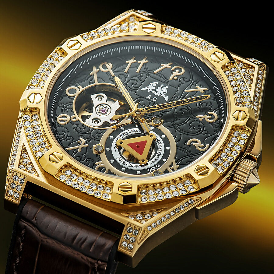 エンジェルクローバー 牙狼〈GARO〉20周年記念 コラボレーションモデル GR41YG-BK メンズ 機械式 自動巻き オープンハート 革ベルト