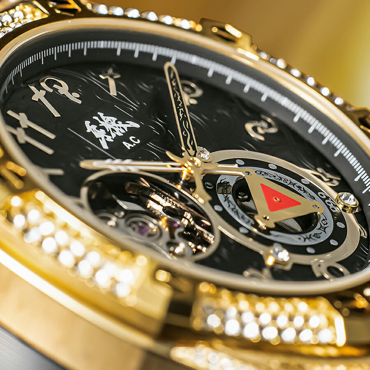 エンジェルクローバー 牙狼〈GARO〉20周年記念 コラボレーションモデル GR41YG-BK メンズ 機械式 自動巻き オープンハート 革ベルト