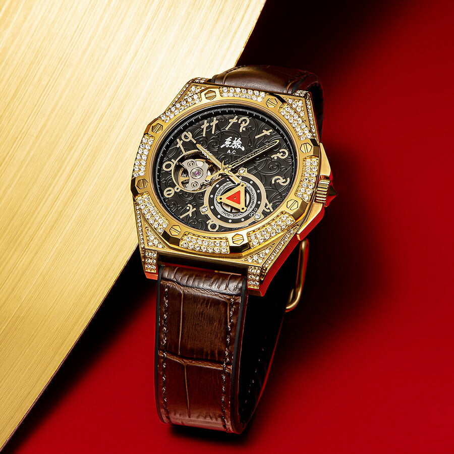 エンジェルクローバー 牙狼〈GARO〉20周年記念 コラボレーションモデル GR41YG-BK メンズ 機械式 自動巻き オープンハート 革ベルト