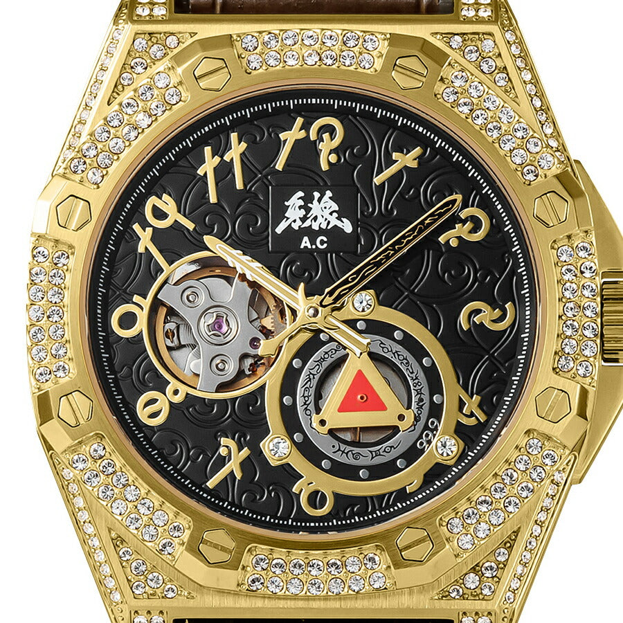 エンジェルクローバー 牙狼〈GARO〉20周年記念 コラボレーションモデル GR41YG-BK メンズ 機械式 自動巻き オープンハート 革ベルト