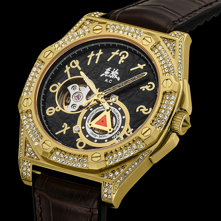 エンジェルクローバー 牙狼〈GARO〉20周年記念 コラボレーションモデル GR41YG-BK メンズ 機械式 自動巻き オープンハート 革ベルト