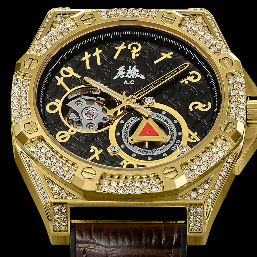 エンジェルクローバー 牙狼〈GARO〉20周年記念 コラボレーションモデル GR41YG-BK メンズ 機械式 自動巻き オープンハート 革ベルト