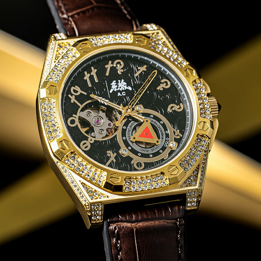 エンジェルクローバー 牙狼〈GARO〉20周年記念 コラボレーションモデル GR41YG-BK メンズ 機械式 自動巻き オープンハート 革ベルト