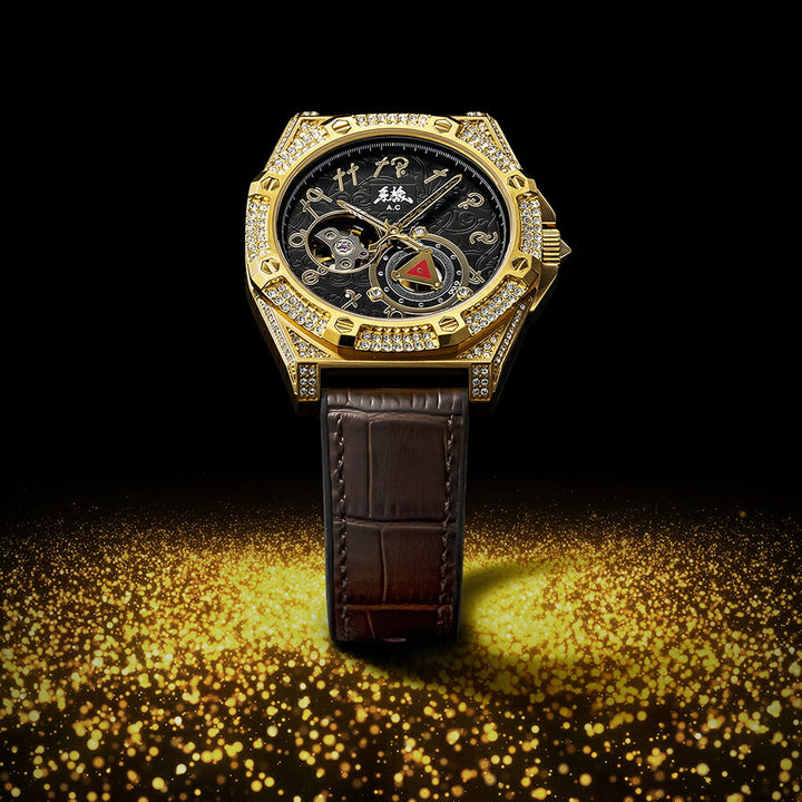 エンジェルクローバー 牙狼〈GARO〉20周年記念 コラボレーションモデル GR41YG-BK メンズ 機械式 自動巻き オープンハート 革ベルト