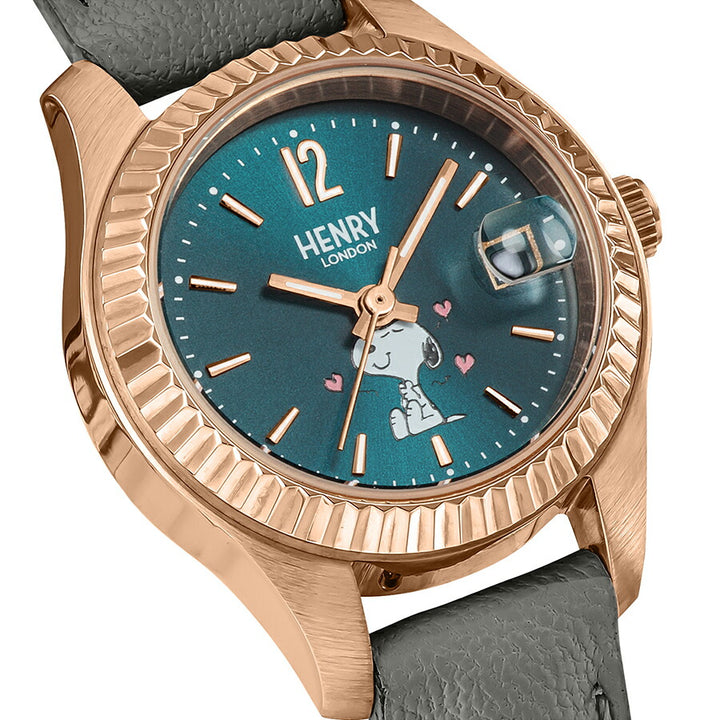 ヘンリーロンドン スヌーピー コラボレーションモデル HL26-S-0462 レディース 腕時計 クオーツ 電池式 グリーンダイヤル 革ベルト