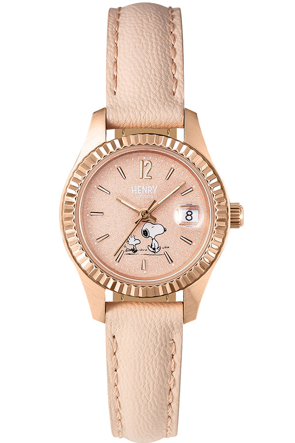 ヘンリーロンドン スヌーピー コラボレーションモデル HL26-S-0464 レディース 腕時計 クオーツ 電池式 革ベルト ピンク