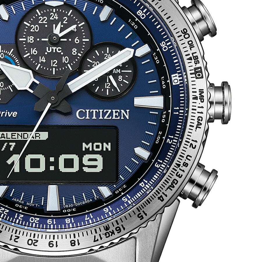 シチズン プロマスター スカイシリーズ アナデジ パイロットウオッチ JV2000-51L メンズ ソーラー ブルーダイヤル MIP液晶搭載