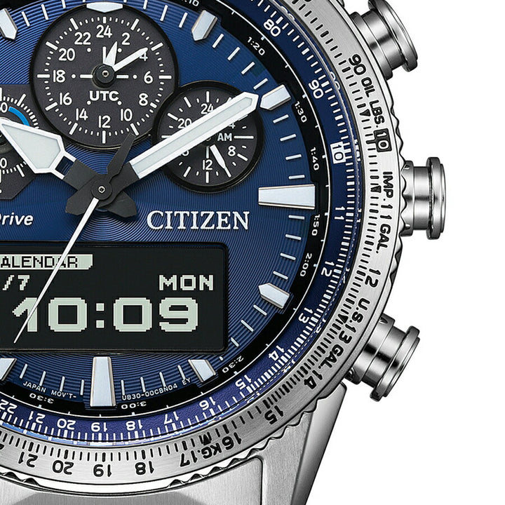 シチズン プロマスター スカイシリーズ アナデジ パイロットウオッチ JV2000-51L メンズ ソーラー ブルーダイヤル MIP液晶搭載