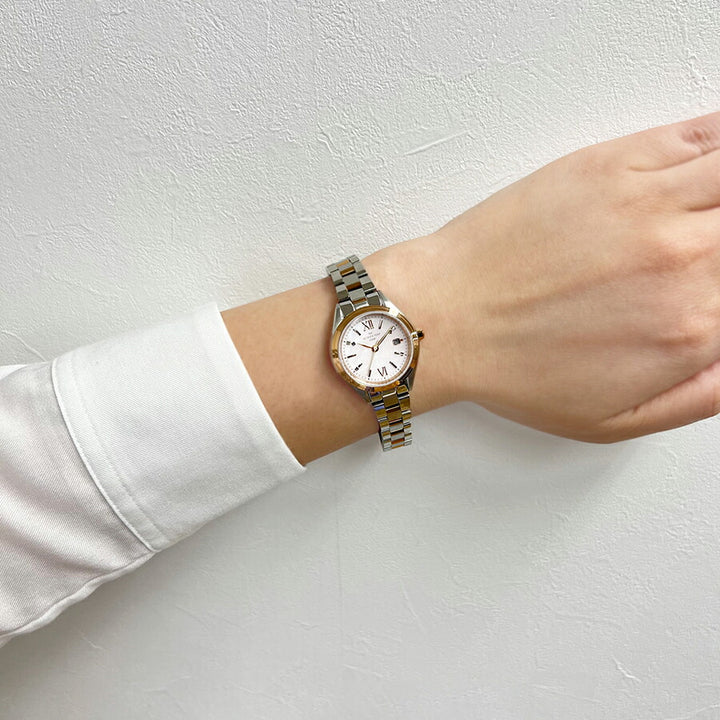 ザ・クロックハウス ビジネスカジュアル スマイルダイヤモンド LBC1008-PK1A レディース ソーラー 3針 ピンクダイヤル コンビ