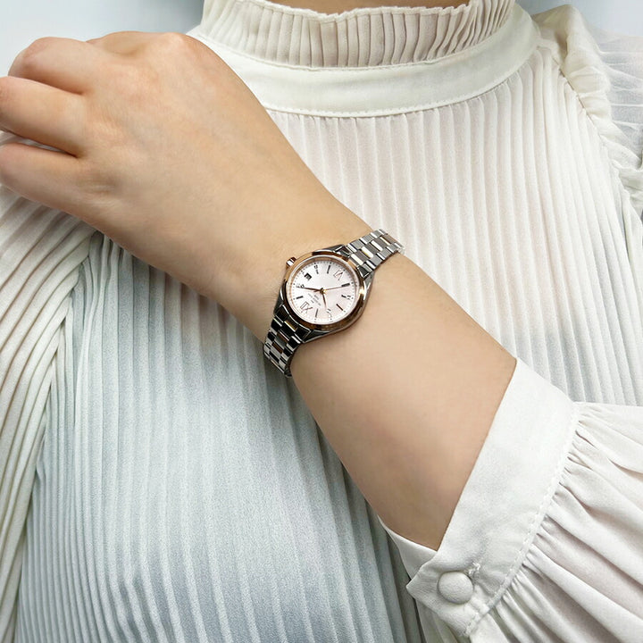 ザ・クロックハウス ビジネスカジュアル スマイルダイヤモンド LBC1008-PK1A レディース ソーラー 3針 ピンクダイヤル コンビ