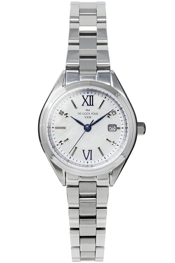 ザ・クロックハウス ビジネスカジュアル スマイルダイヤモンド LBC1008-WH1A レディース ソーラー 3針 ホワイトダイヤル ブルー針