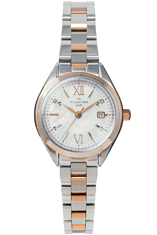 ザ・クロックハウス ビジネスカジュアル スマイルダイヤモンド LBC1008-WH2A レディース ソーラー 3針 ホワイトダイヤル コンビ