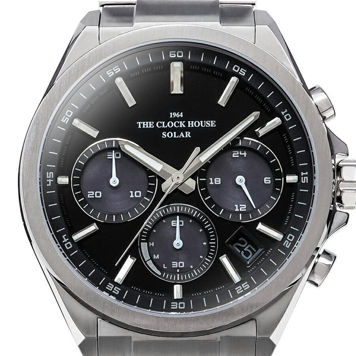 ザ・クロックハウス エッジ ソーラー クロノグラフ MBC1008-BK1A メンズ ビジネス カジュアル ブラックダイヤル
