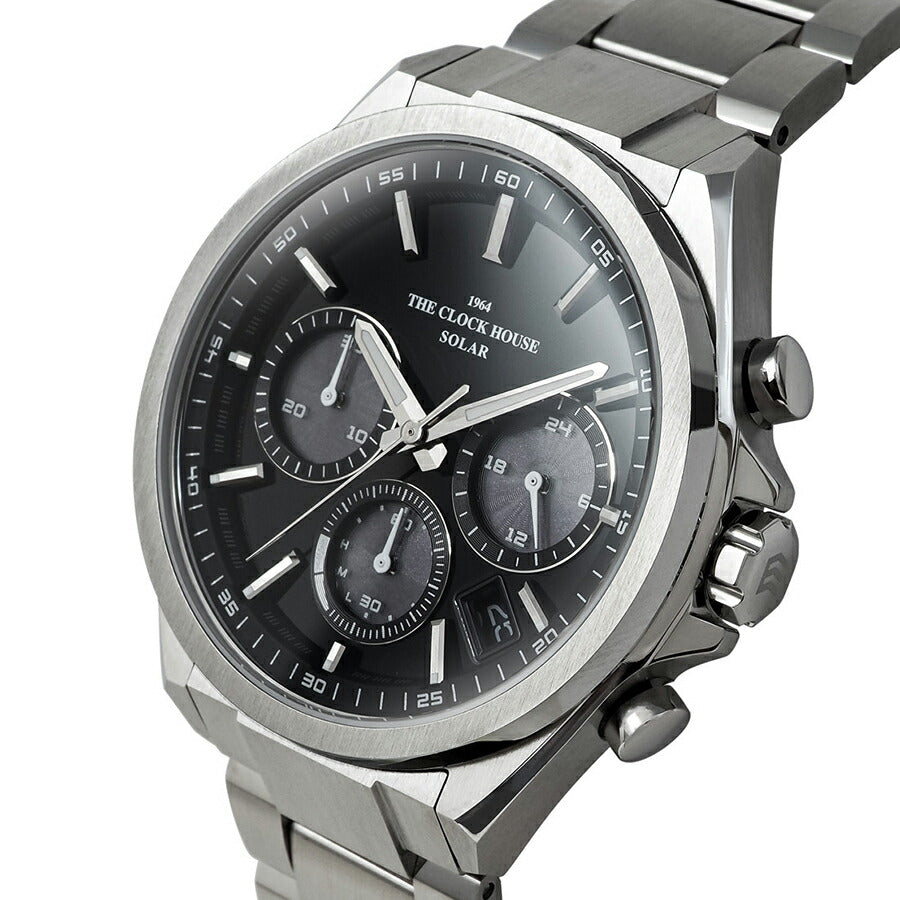 ザ・クロックハウス エッジ ソーラー クロノグラフ MBC1008-BK1A メンズ ビジネス カジュアル ブラックダイヤル