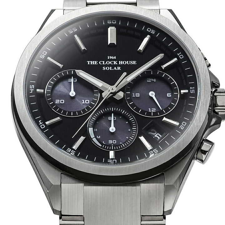ザ・クロックハウス エッジ ソーラー クロノグラフ MBC1008-BK1A メンズ ビジネス カジュアル ブラックダイヤル