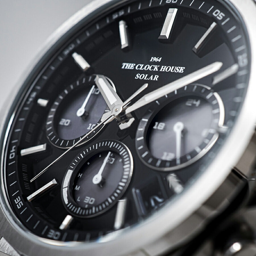 ザ・クロックハウス エッジ ソーラー クロノグラフ MBC1008-BK1A メンズ ビジネス カジュアル ブラックダイヤル