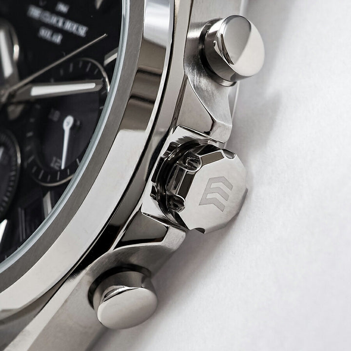 ザ・クロックハウス エッジ ソーラー クロノグラフ MBC1008-BK1A メンズ ビジネス カジュアル ブラックダイヤル