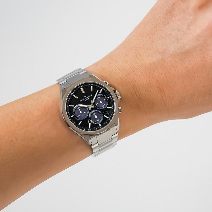 ザ・クロックハウス エッジ ソーラー クロノグラフ MBC1008-BK2A メンズ ビジネス カジュアル ブラックダイヤル