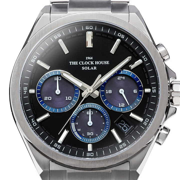 ザ・クロックハウス エッジ ソーラー クロノグラフ MBC1008-BK2A メンズ ビジネス カジュアル ブラックダイヤル