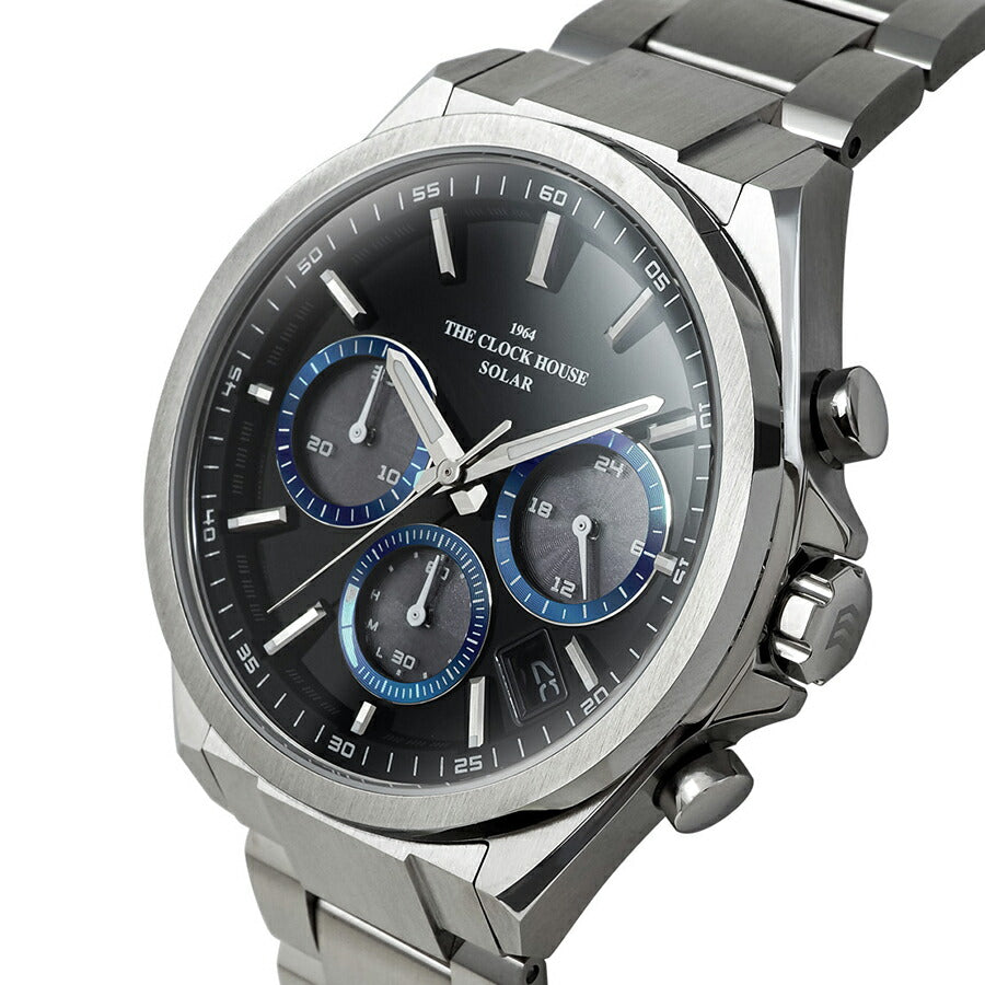 ザ・クロックハウス エッジ ソーラー クロノグラフ MBC1008-BK2A メンズ ビジネス カジュアル ブラックダイヤル