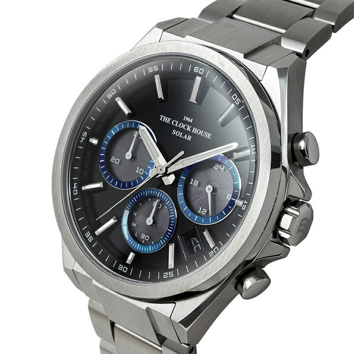 ザ・クロックハウス エッジ ソーラー クロノグラフ MBC1008-BK2A メンズ ビジネス カジュアル ブラックダイヤル