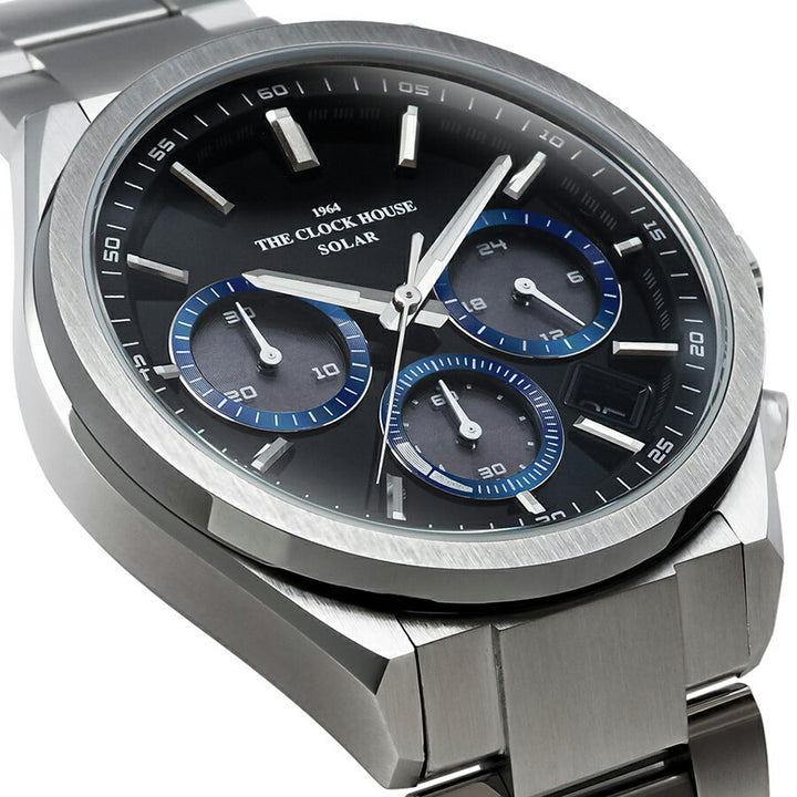 ザ・クロックハウス エッジ ソーラー クロノグラフ MBC1008-BK2A メンズ ビジネス カジュアル ブラックダイヤル
