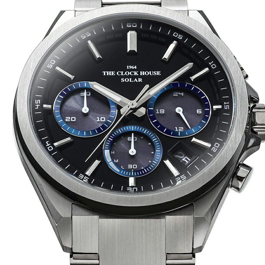 ザ・クロックハウス エッジ ソーラー クロノグラフ MBC1008-BK2A メンズ ビジネス カジュアル ブラックダイヤル