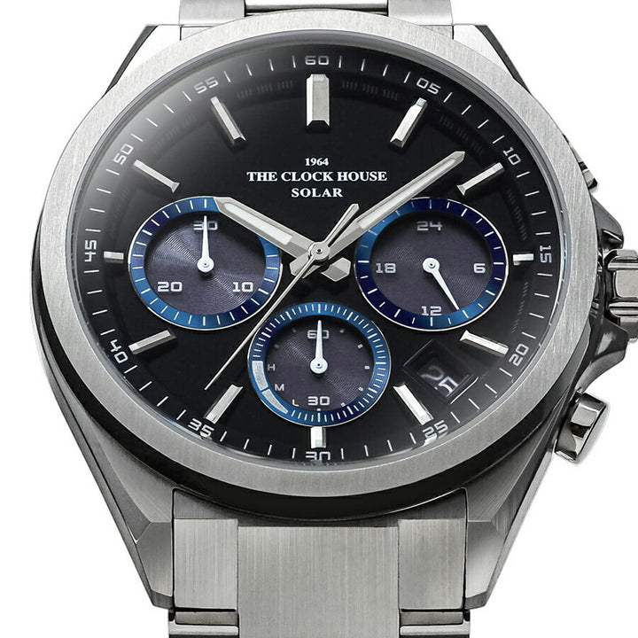 ザ・クロックハウス エッジ ソーラー クロノグラフ MBC1008-BK2A メンズ ビジネス カジュアル ブラックダイヤル
