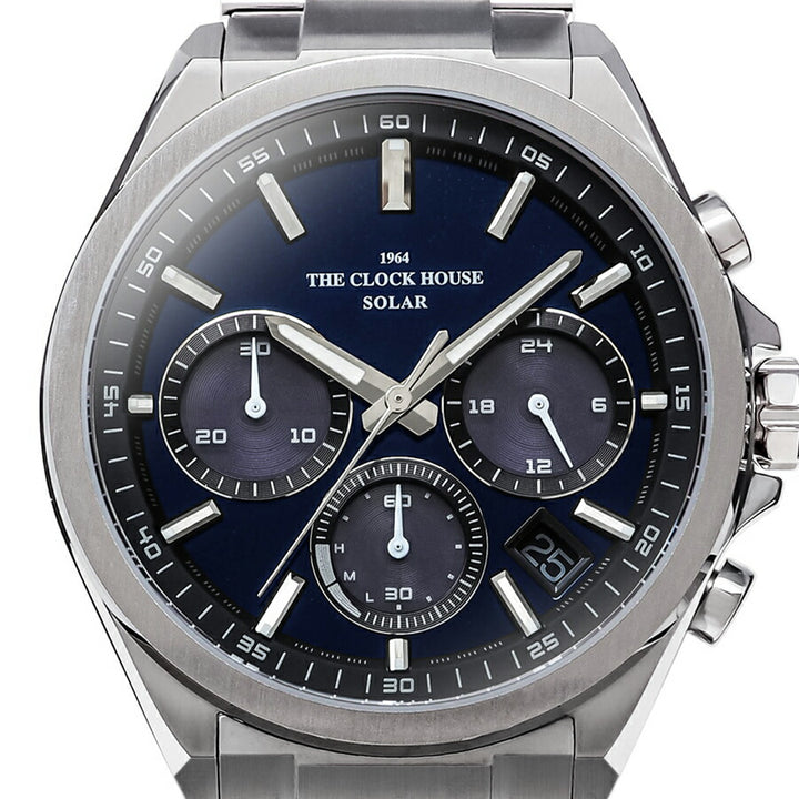 ザ・クロックハウス エッジ ソーラー クロノグラフ MBC1008-BL1A メンズ ビジネス カジュアル ブルーダイヤル