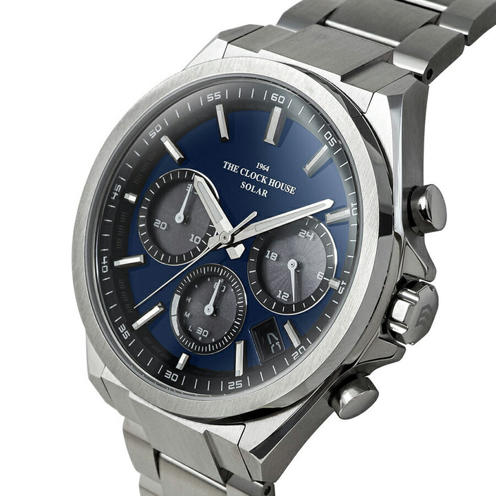 ザ・クロックハウス エッジ ソーラー クロノグラフ MBC1008-BL1A メンズ ビジネス カジュアル ブルーダイヤル