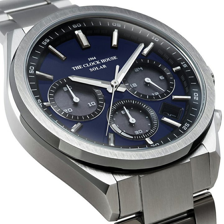 ザ・クロックハウス エッジ ソーラー クロノグラフ MBC1008-BL1A メンズ ビジネス カジュアル ブルーダイヤル