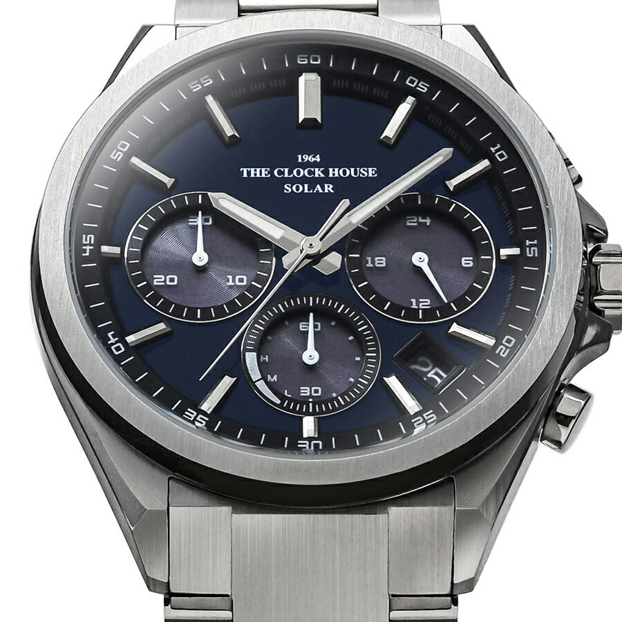 ザ・クロックハウス エッジ ソーラー クロノグラフ MBC1008-BL1A メンズ ビジネス カジュアル ブルーダイヤル
