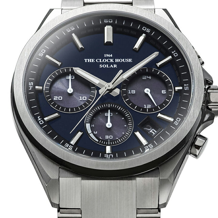 ザ・クロックハウス エッジ ソーラー クロノグラフ MBC1008-BL1A メンズ ビジネス カジュアル ブルーダイヤル