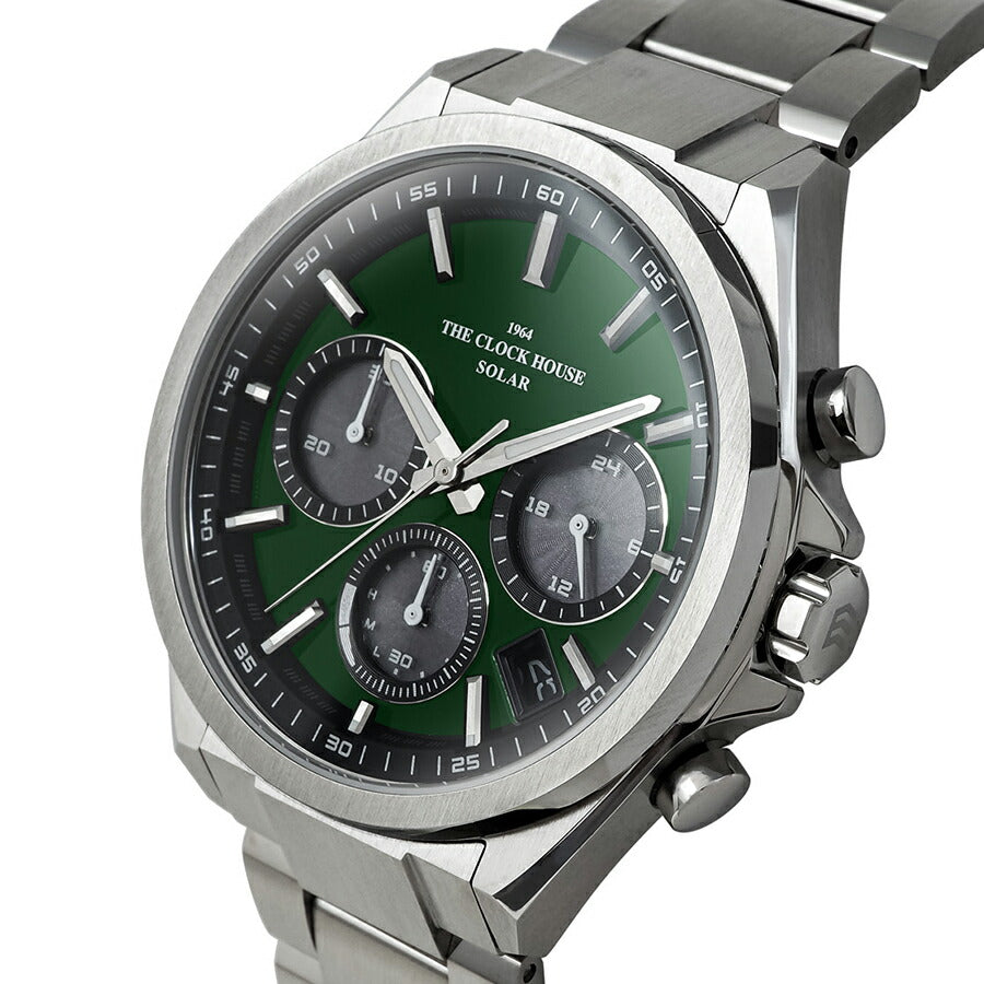 ザ・クロックハウス エッジ ソーラー クロノグラフ MBC1008-GR1A メンズ ビジネス カジュアル グリーンダイヤル